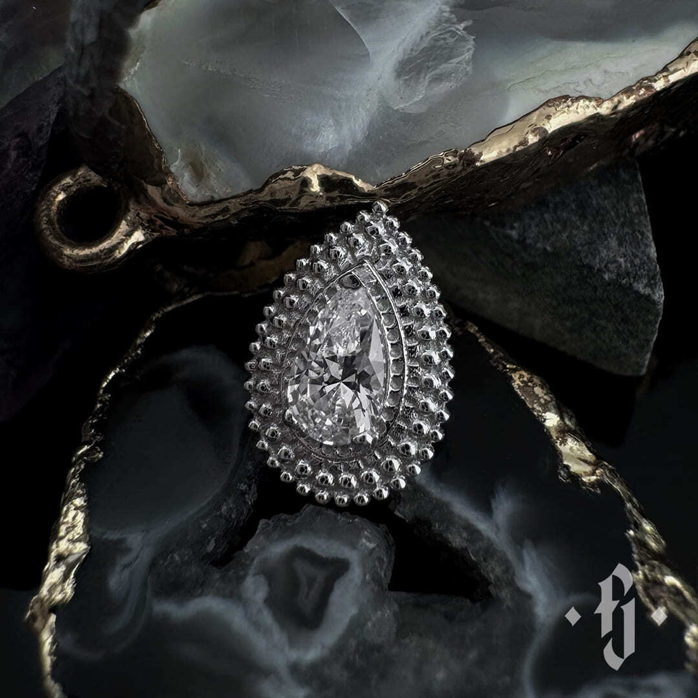 Накрутка "Blob" - Белое золото - White CZ