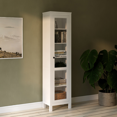 Шкаф-витрина Хемнэс/Кымор, ст/ст 49х198х37см, белый