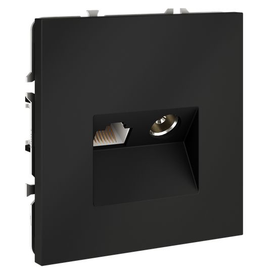 Розетка телевизионная встраиваемая VOLTUM S70 TV+RJ45 кат. 6, (графит)