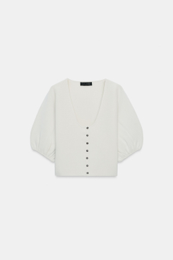 ZARA КАРДИГАН С ОБЪЕМНЫМИ РУКАВАМИ, КАМЕННО-СЕРЫЙ