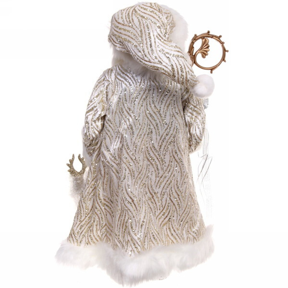 Дед Мороз 45 см в шубе шампань с посохом (без музыки)