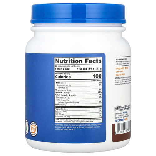 Nutricost, Протеин Bone Broth, шоколад, 536 г (1,2 фунта)