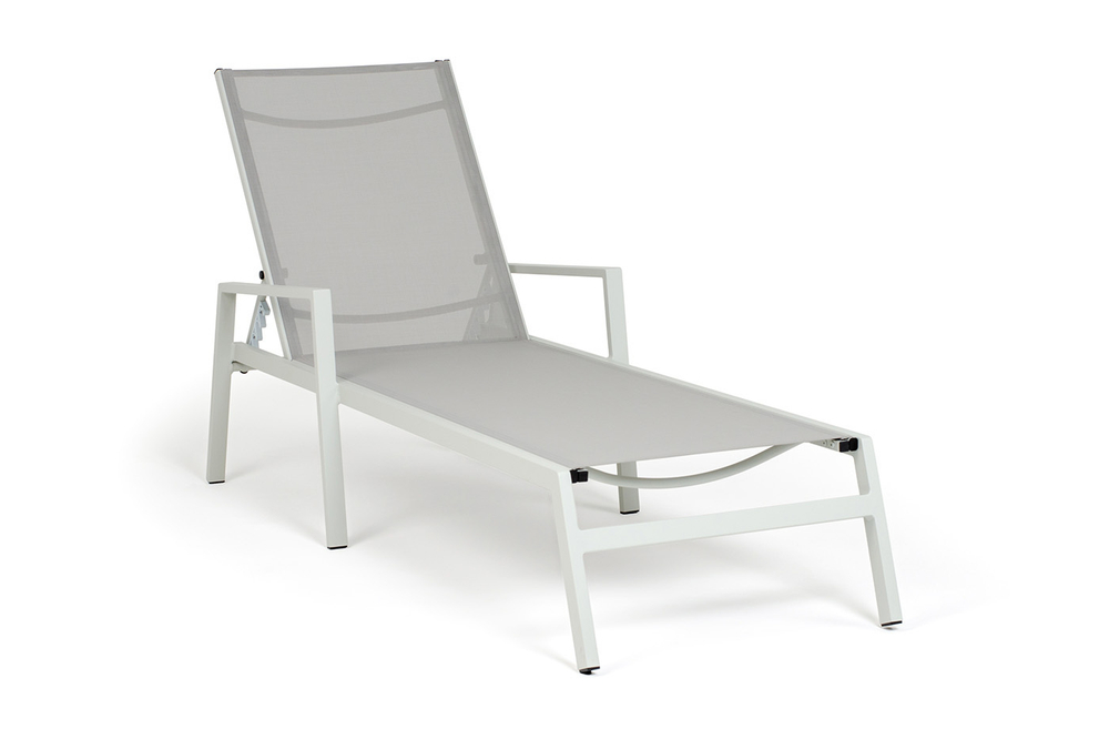 "Парма" шезлонг, каркас алюминий светло-серый (RAL7035) муар, ткань текстилен темно-серая