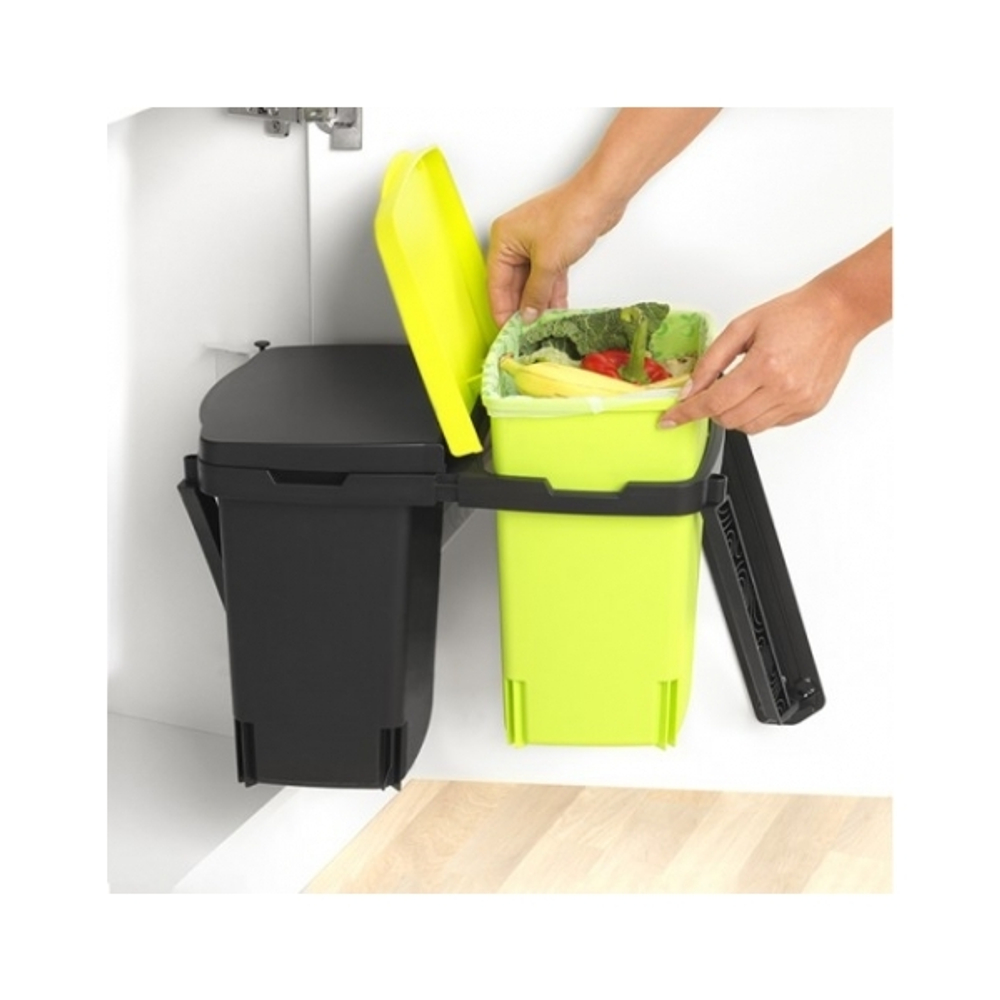 Ведро для мусора Brabantia двухсекционное встраиваемое черное 2х10л выгрузка