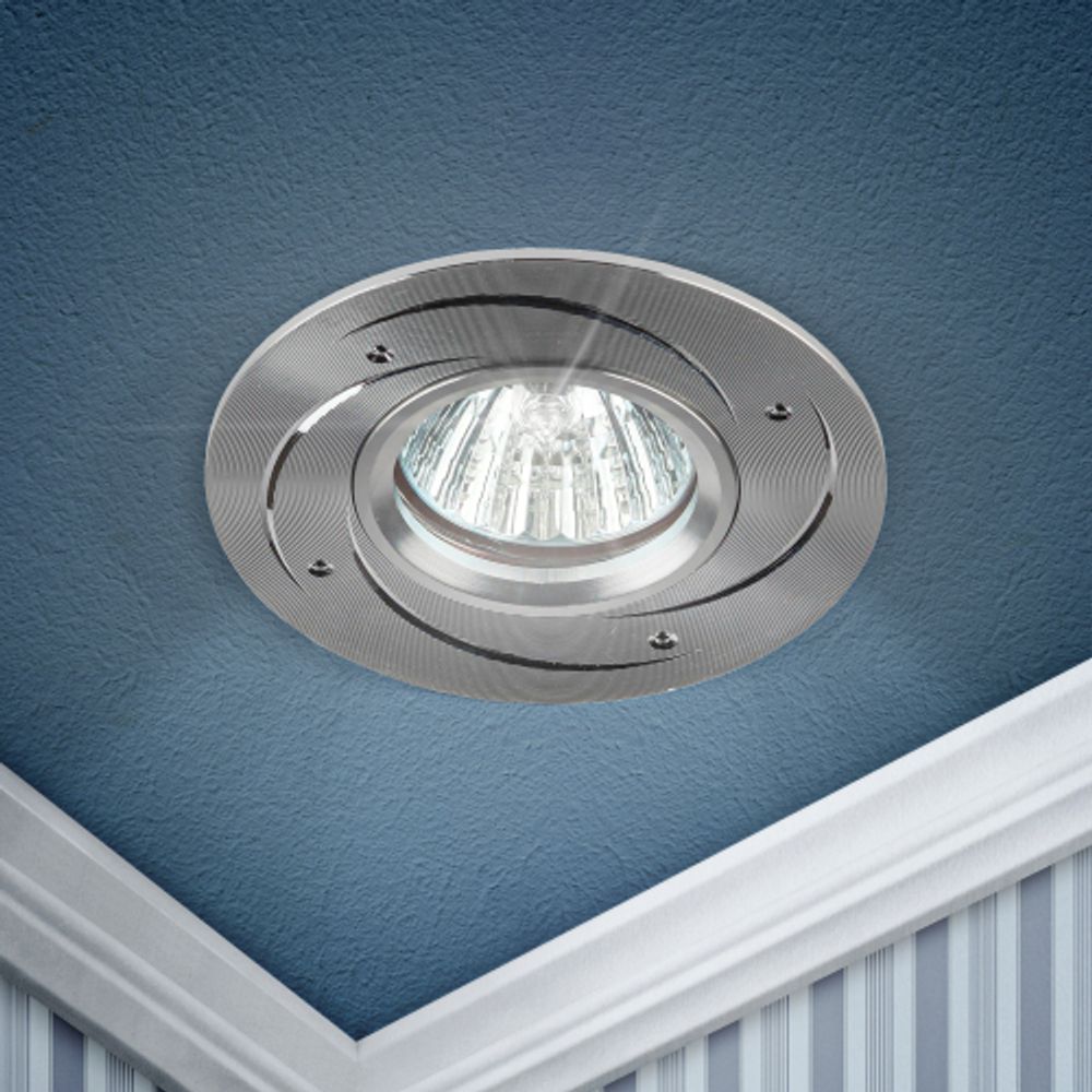 Светильник встраиваемый алюминиевый ЭРА KL43 SL /1 под лампу MR16 GU5.3 серебро | Алюминиевые встраиваемые светильники