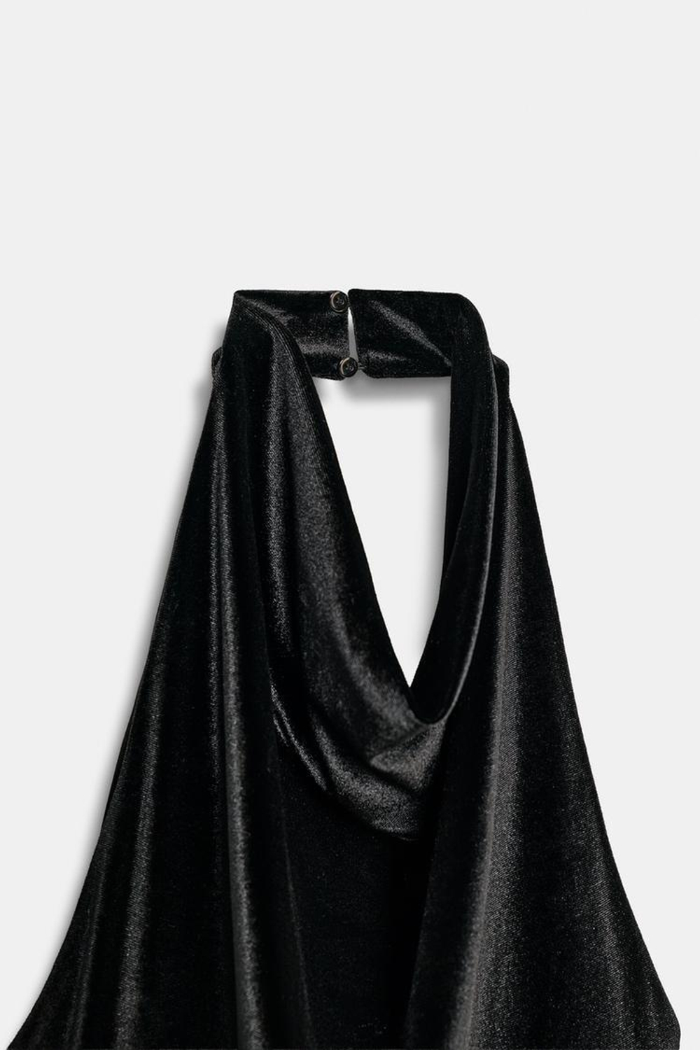 ZARA БАРХАТНОЕ ПЛАТЬЕ МИДИ С КРУЖЕВОМ, ЧЕРНЫЙ