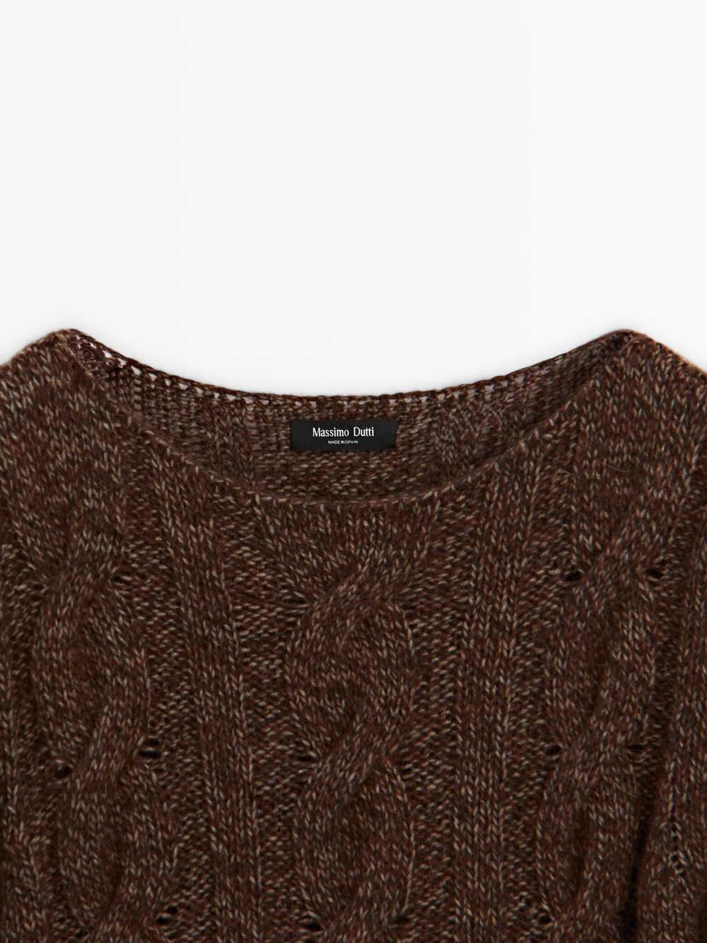 Massimo Dutti Свитер с вырезом лодочкой, коричневый