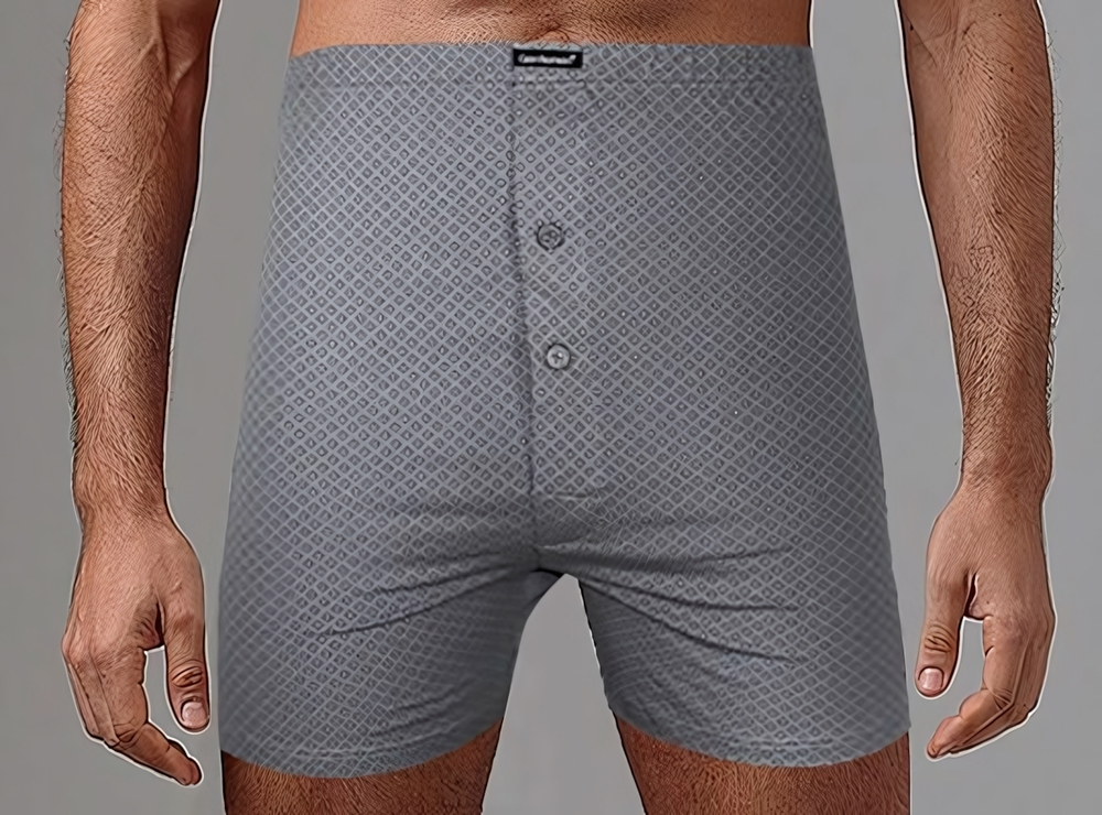 Мужские трусы-боксеры в мелкий ромб (Размер: XXXL) (Цвет: серый)