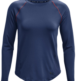 Женская теннисная футболка   Under Armour Rush HeatGear Mesh Long Sleeve W - indigo/metallic silver# XS