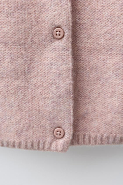 ZARA ДЖЕМПЕР ВЯЗАНЫЙ С ЛИСТЬЯМИ, СВЕТЛО-РОЗОВЫЙ