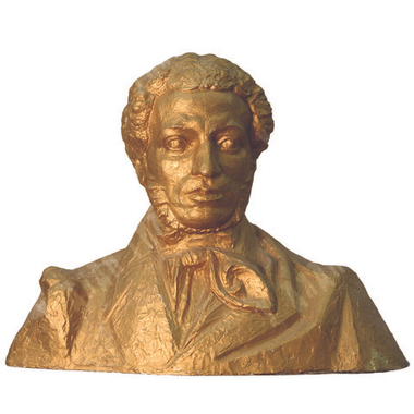 Динес Ю. С. Бюст Пушкина А. С. Гипс. Оригинал памятника находится на Спасопесковской площади в Москв