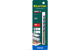 Сверло по металлу COBALT HSS-Co 8% сталь М42 (6.5х109 мм) Kraftool 29656-6.5