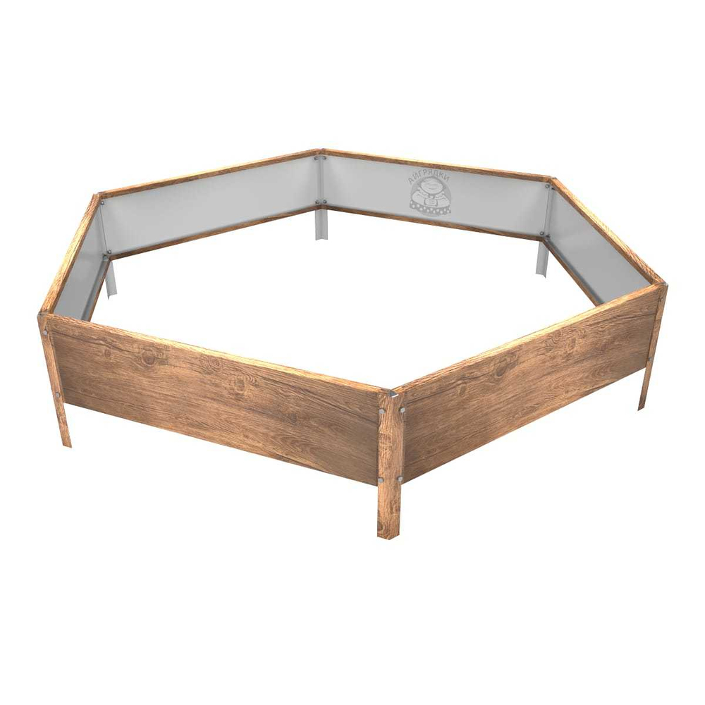 Клумба многоугольная оцинкованная с ножками 1 ярус Темное дерево