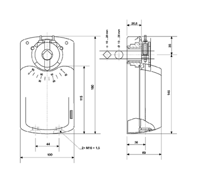 Привод заслонки Menerga Actuator ME-ST01 w.board 0-10V (печатная плата 0...10V)