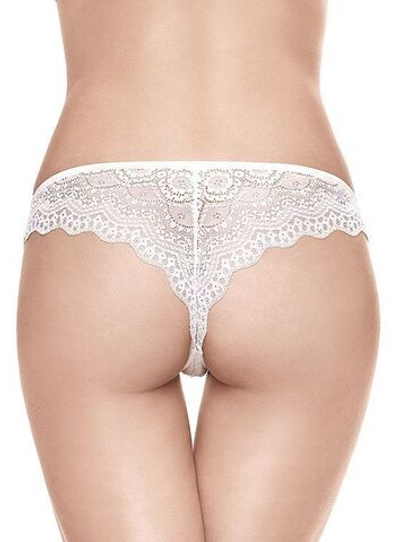 Женские кружевные трусики-бразилиана с геометрическим рисунком (Размер: 2 размер) (Цвет: белый)