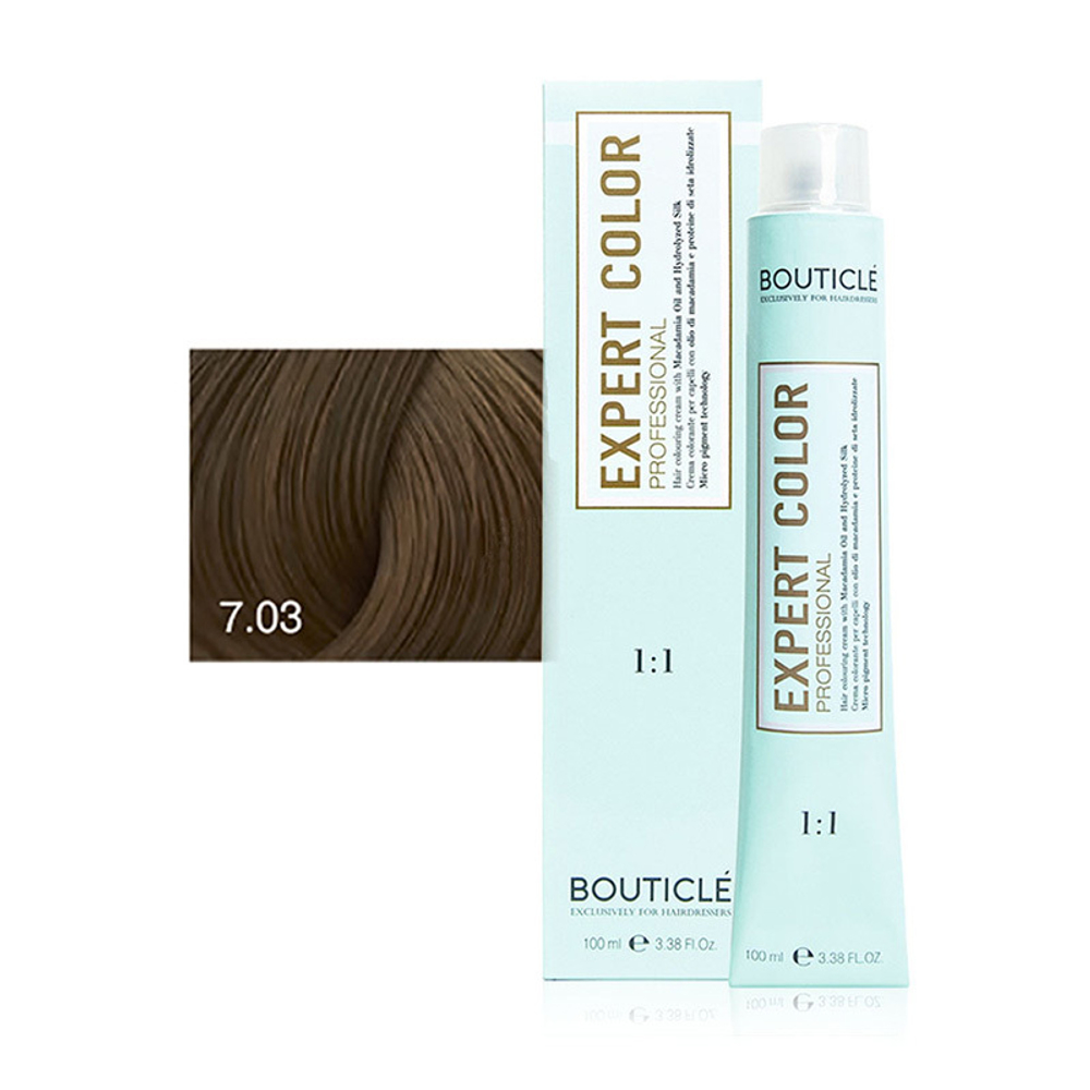Профессиональный перманентный крем-краситель для волос Bouticle Expert Color Hair Color Cream цвет 7.03 русый натурально-золотистый, 100 мл.