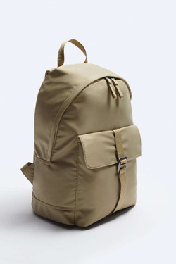 ZARA РЮКЗАК ИЗ НЕЙЛОНА, ПЕСОЧНЫЙ