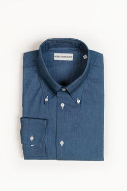 Рубашка с воротником на пуговицах из денима синяя