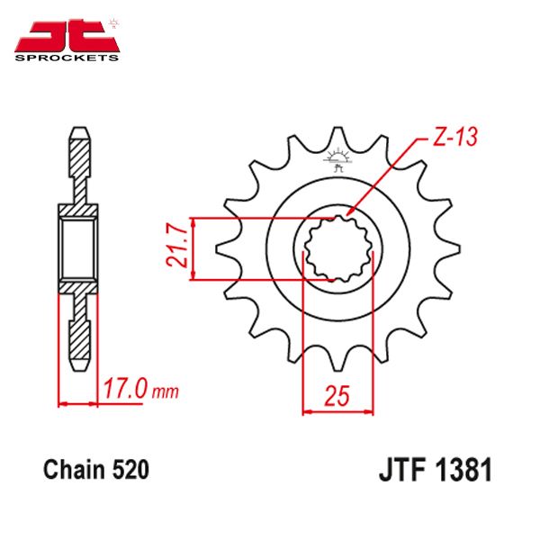 JT JTF1381.16 звезда передняя (ведущая), 16 зубьев