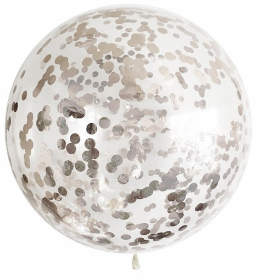 Большой шар с серебренными конфетти