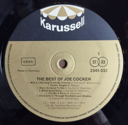 Винтажная виниловая пластинка LP The Best Of Joe Cocker (Germany 1974)