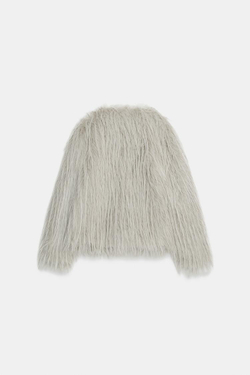 ZARA ШУБА ИЗ ИСКУССТВЕННОГО МЕХА — ZW COLLECTION, СВЕТЛО-СЕРЫЙ