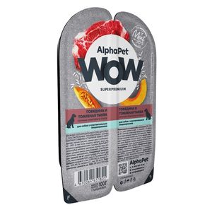 Уценка! Срок 20.05.26/ Влажный корм AlphaPet WOW Superpremium для собак с чувствительным пищеварением «Говядина и томленая тыква сочные ломтики в соусе»