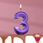 Свечи в торт "Грань" фиолетовый металлик №3, 7,8 см