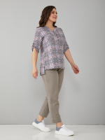 Блузка БЛ-131/коричнево-розоваяклетка