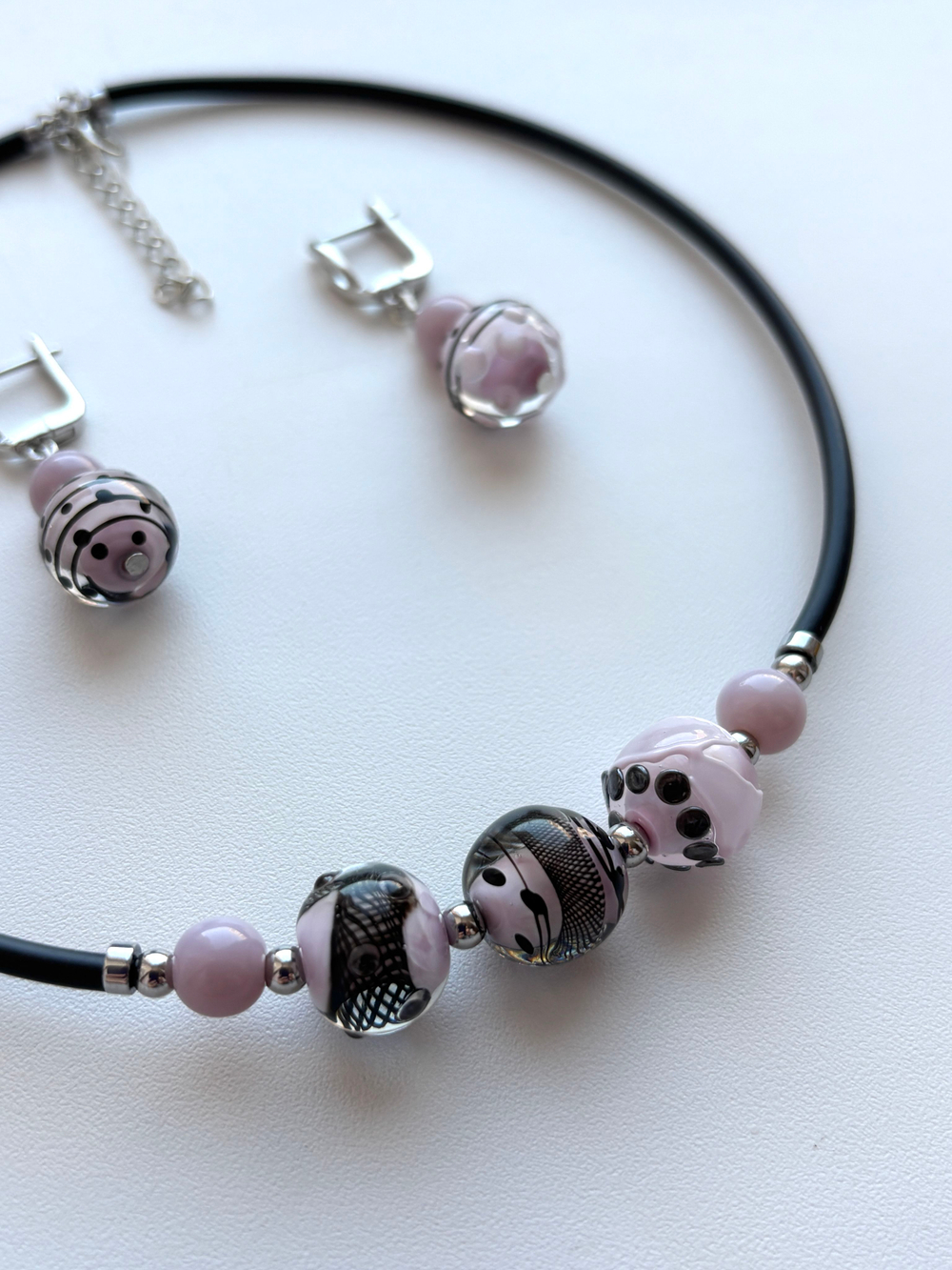 Комплект украшений из муранского стекла: колье, серьги