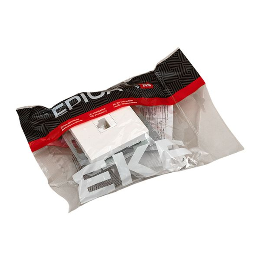 Механизм розетки RJ45 (cat5), белый Эпика EKF