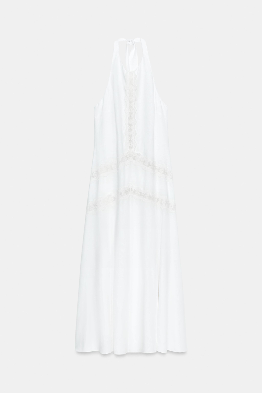 ZARA ПЛАТЬЕ МИДИ ИЗ СМЕСОВОГО ЛЬНА, БЕЛЫЙ
