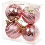 Новогодние шары 6 см (набор 4 шт) «Снежная дымка», Розовое золото