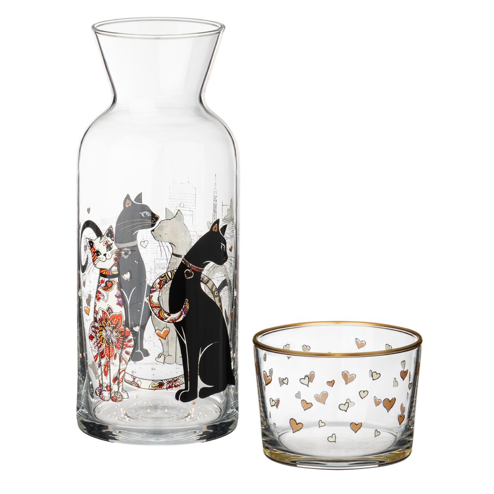 ГРАФИН С КРЫШКОЙ/СТАКАНОМ "ПАРИЖСКИЕ КОТЫ" 700МЛ