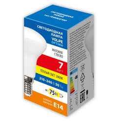 LED-R50-7W-3000K-E14-FR-SLS Лампа светодиодная. Форма Рефлектор. матовая. Теплый белый свет 3000K. ТМ Volpe
