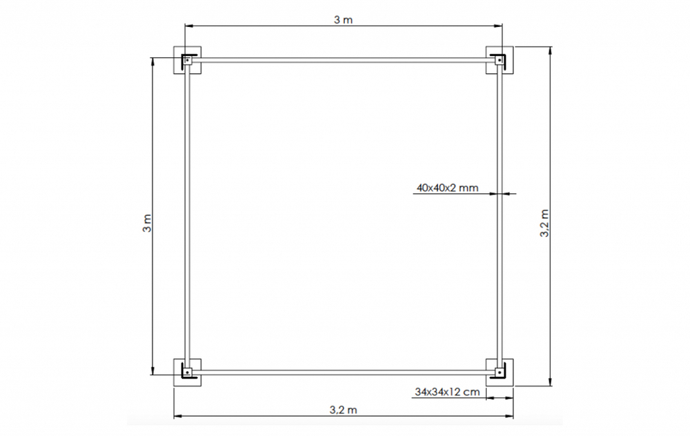 Навес квадратный Theumbrela Semsiye Evi Butterfly Classic