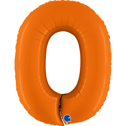 Шар (40''/102 см) Цифра, 0, Оранжевый, Сатин, 1 шт. в уп.