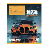 Тетрадь 12л., клетка, Alingar, скрепка, блок офсет, 100% белизна, мелованный картон (стандарт), "Auto", 5 дизайнов в пленке т/у