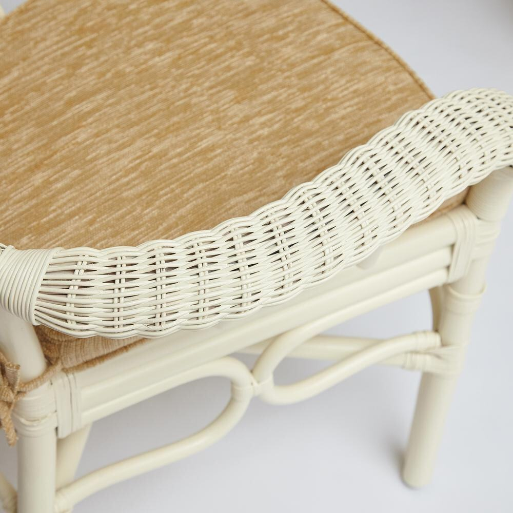 Комплект обеденный "ANDREA GRAND" (стол со стеклом+6 кресел+ подушки) TCH White (белый), Ткань рубчик, цвет кремовый