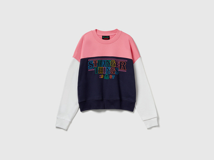 Benetton Толстовка из 100% хлопка с принтом «Stranger Things», темно-синий