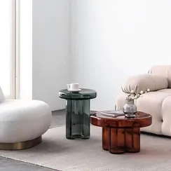 Журнальный столик Soda L, Ø55х32 см, янтарное стекло