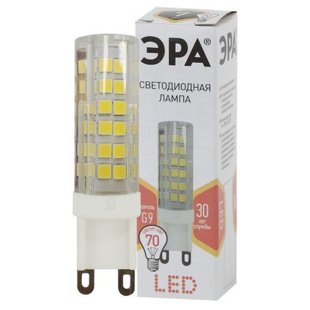 Лампа светодиодная JCD-7w-220V-corn ceramics-827-G9 560лм ЭРА Б0027865 Лампа светодиодная JCD-7w-220V-corn ceramics-827-G9 560лм ЭРА Б0027865