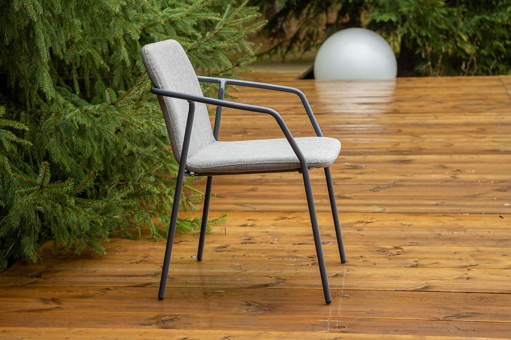 "Марокко" стул из текстилена nanotex, каркас алюминий темно-серый (RAL7024), цвет серый