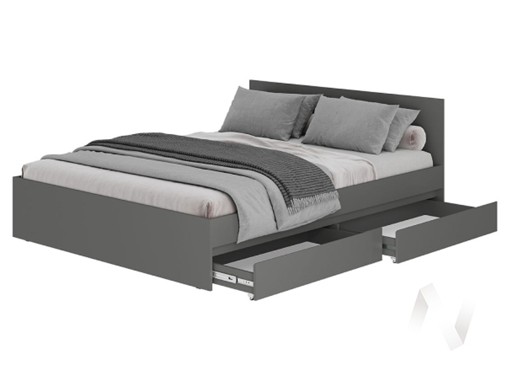 Кровать 1.6 КР-17 МС Симпл с основанием (графит)