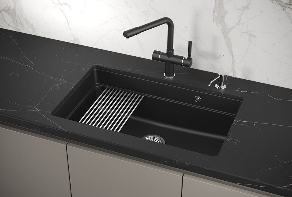 Кухонная мойка GRANULA Kitchen Space (7303U, ШВАРЦ)