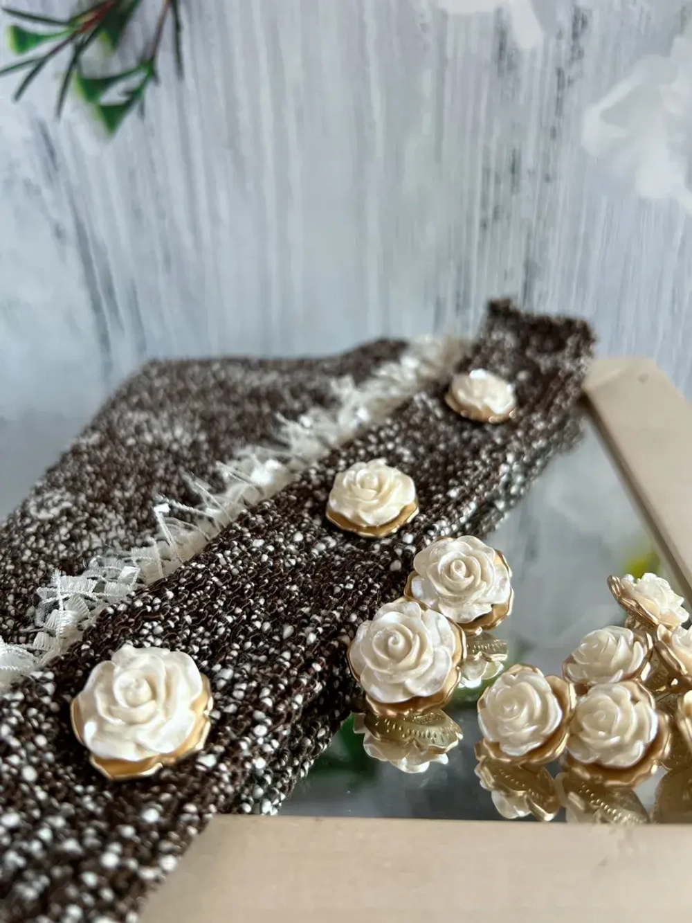 Декоративные металлические пуговицы Роза перла 23