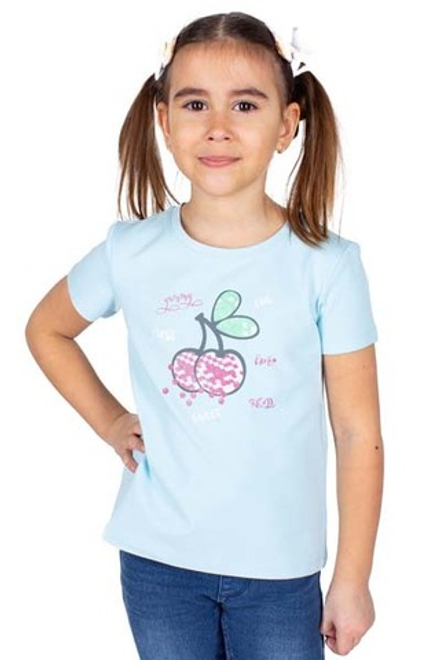 Л3040-7392 бело-голубой футболка для девочки.