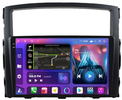 Магнитола для Mitsubishi Pajero 4 2006-2022 - FarCar BM1009M-2K монитор 9.5" 2K QLED на Android 14, Быстрая, CarPlay, 4G SIM-слот