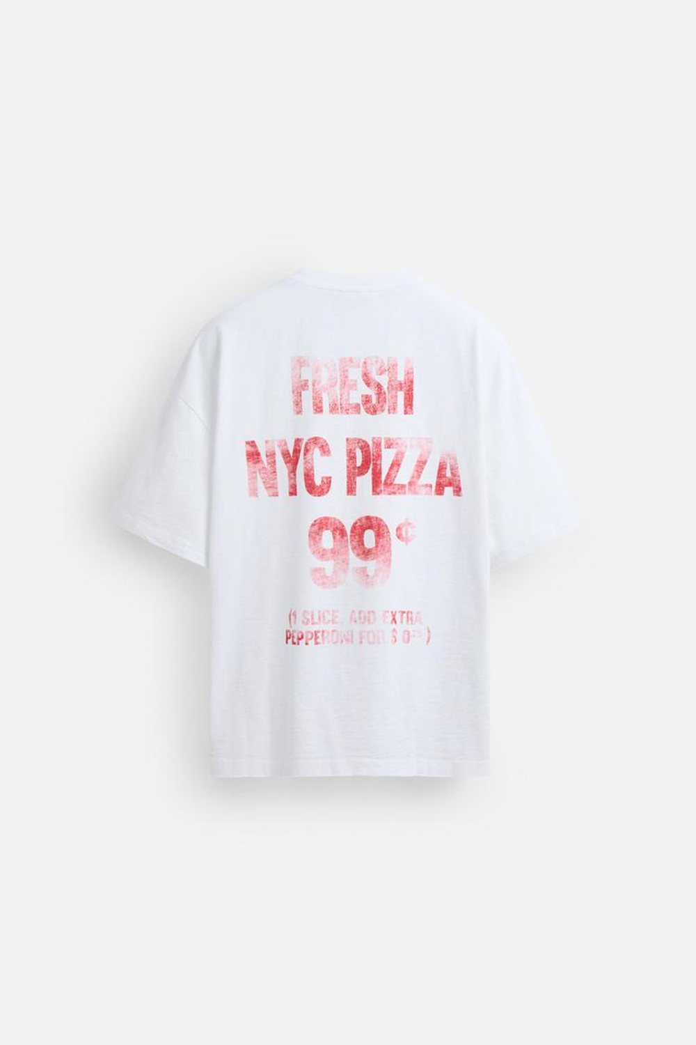 ZARA ФУТБОЛКА С ПРИНТОМ НА КАРМАНЕ, ЖЕЛТОВАТО-БЕЛЫЙ