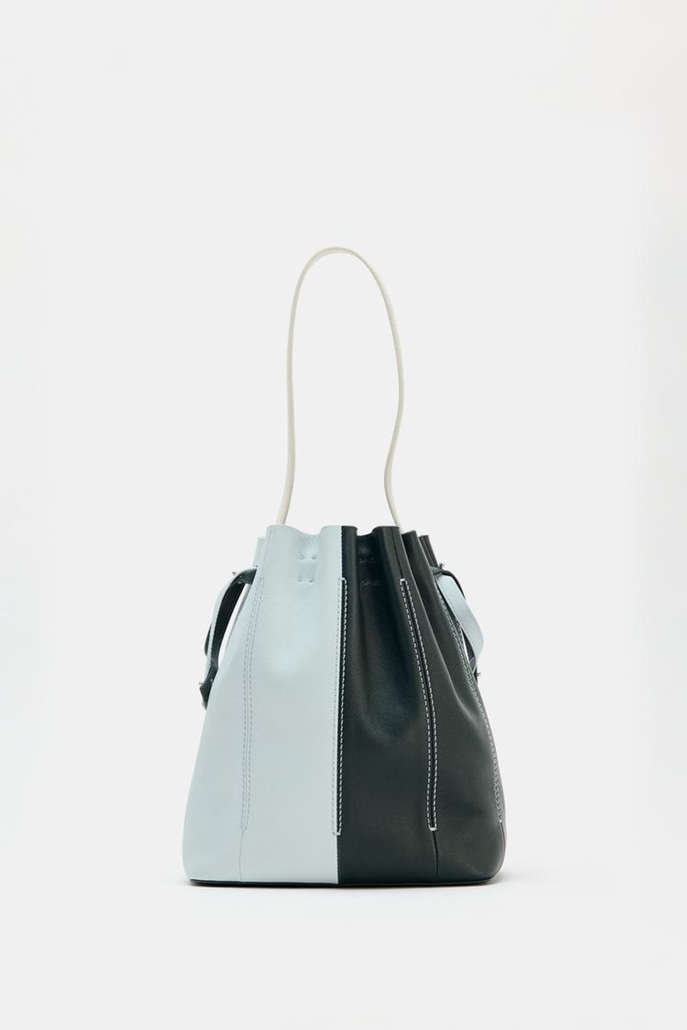 ZARA КОМБИНИРОВАННАЯ КОЖАНАЯ СУМКА, ЯРКО-СИНИЙ